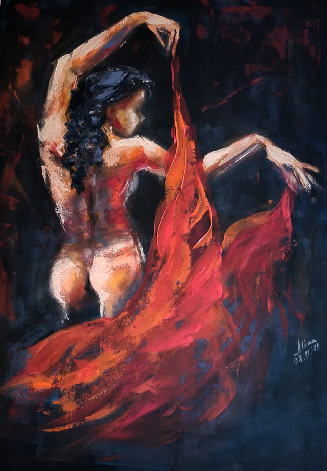 ArteDiAlina.com painting: Passion in her hands